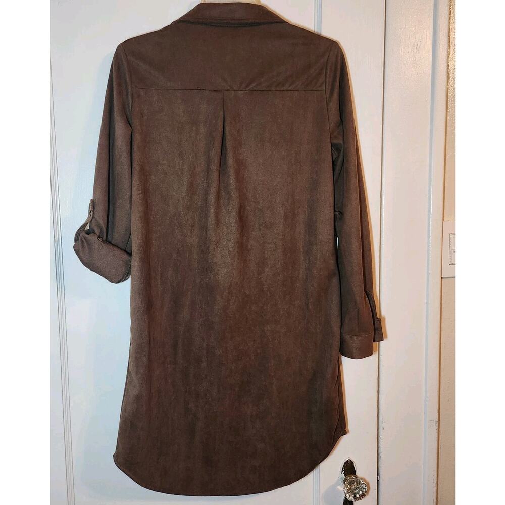 Passport Faux Suede Shirt Dress Womens Lrg, Fluid, Soft Fabric, Missing Belt - Picture 7 of 10